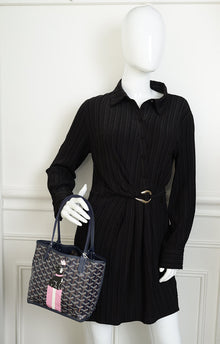 Goyard Navy Reversible w/"Hulot the Dog & Butterfly" Print Mini Anjou Bag