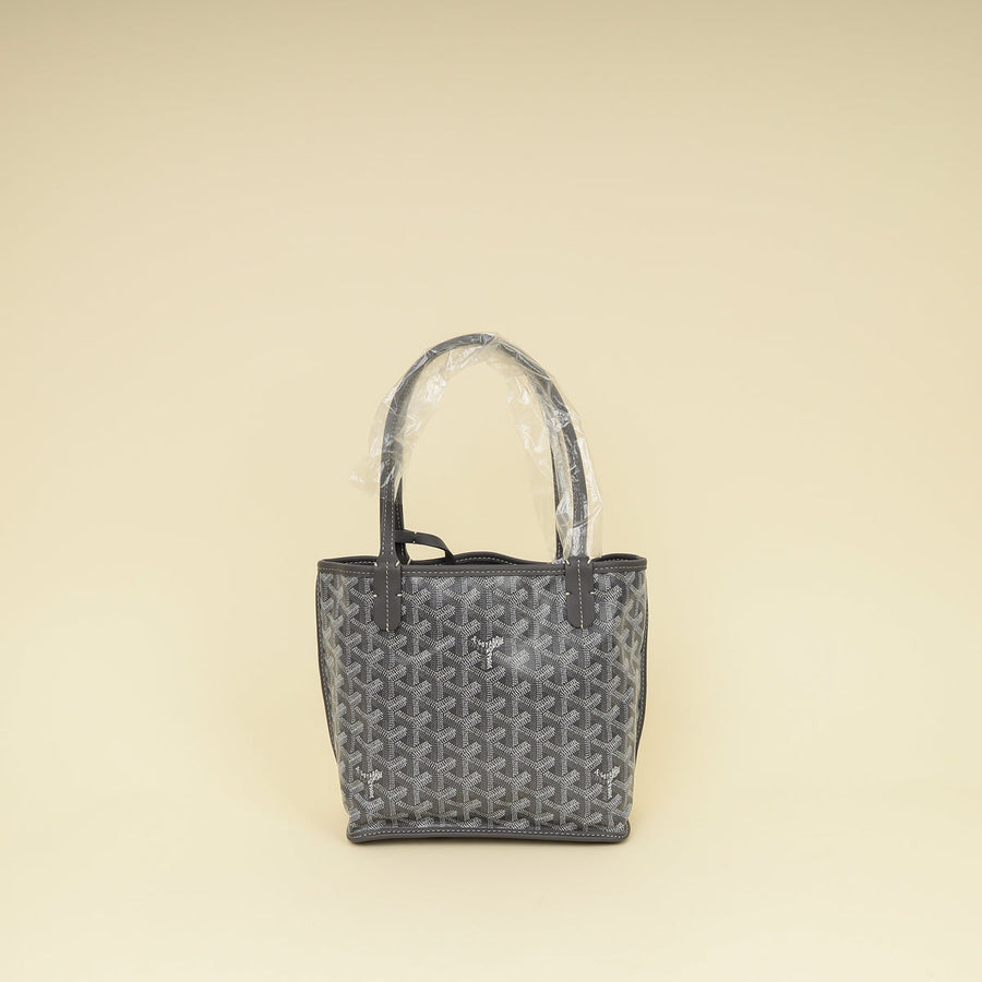 Goyard Gray Goyardine Reversible Anjou Mini Bag