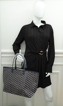 Goyard Navy Blue Goyardine Saint Louis PM Bag
