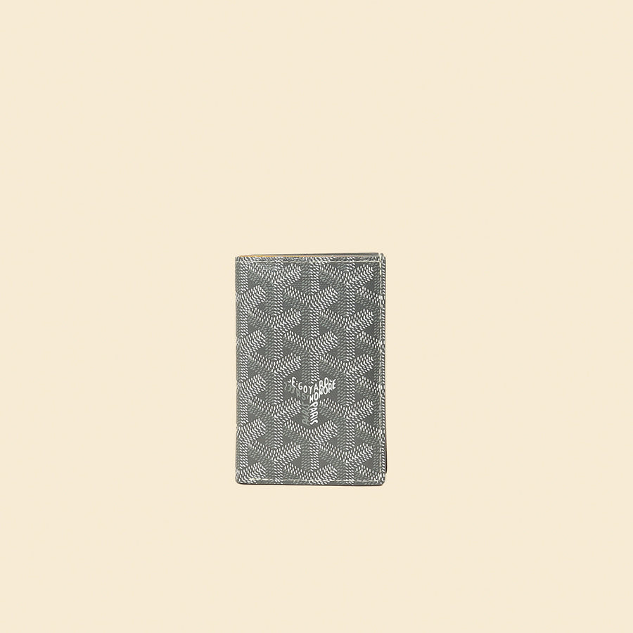 Goyard Gray Goyardine Saint Pierre Card Holder W/ Leopard Paint