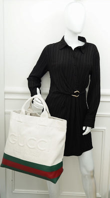 Gucci Tricolor Logo Embossed Tote Bag