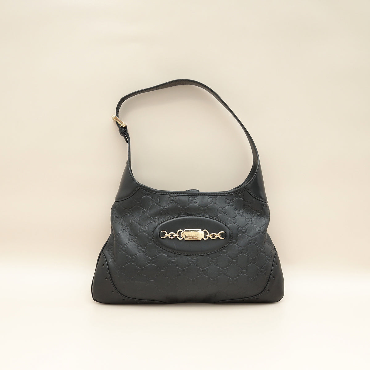 Gucci Black GG Guccissima Punch Hobo Bag