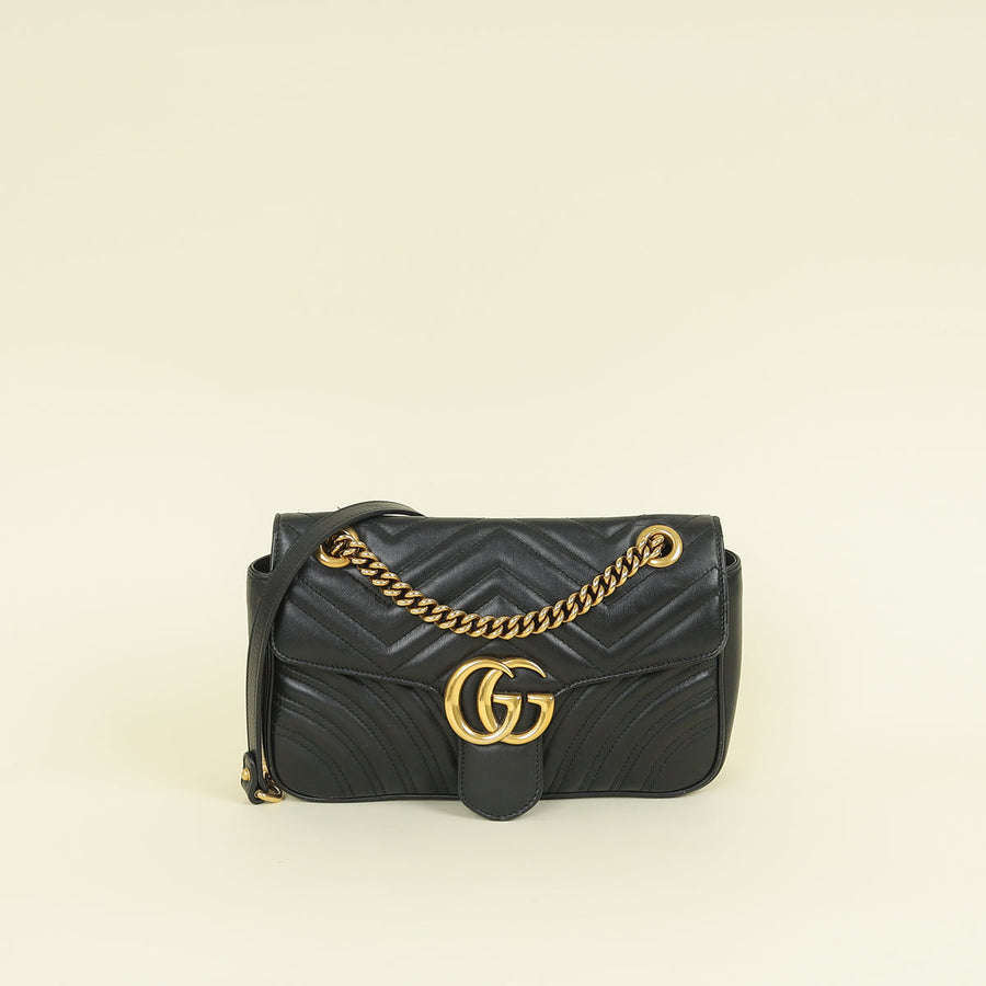 Gucci Black GG Marmont Matelasse Medium Shoulder Bag