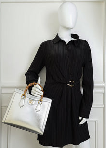 Gucci Metallic Silver Diana Tote Medium Bag