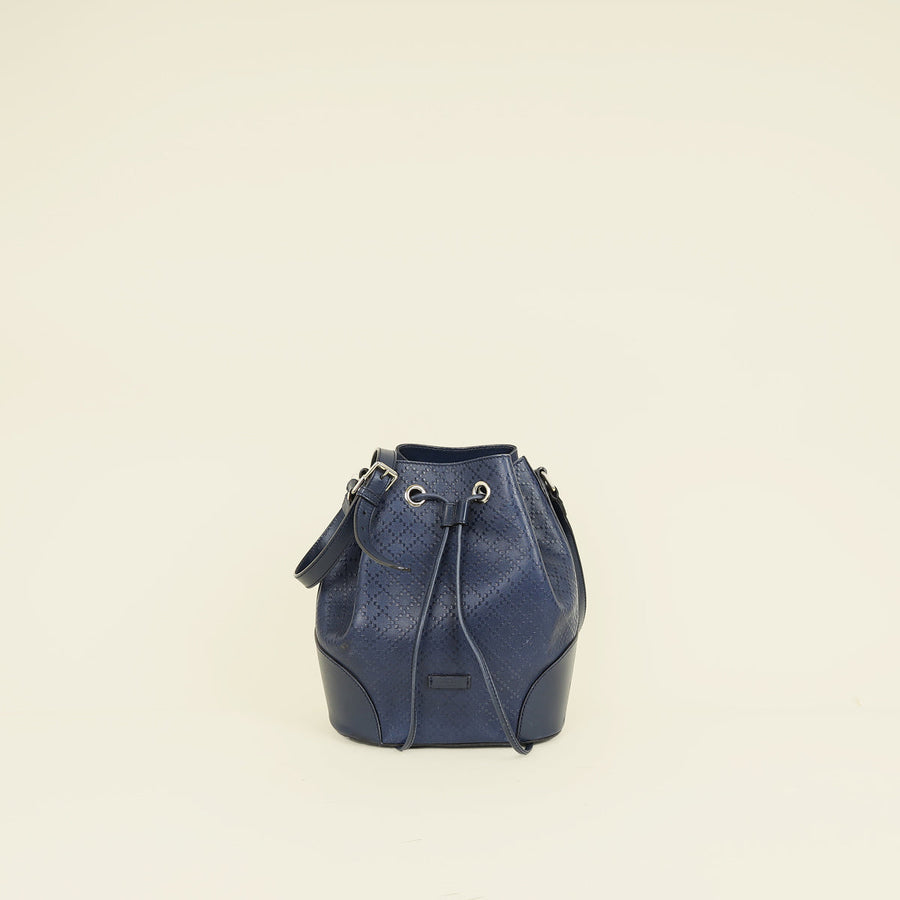 Gucci Navy Bright Diamante Bucket Bag