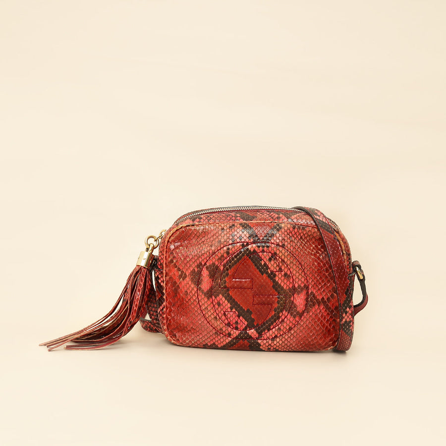 Gucci Red Python Soho Tassel Camera Bag