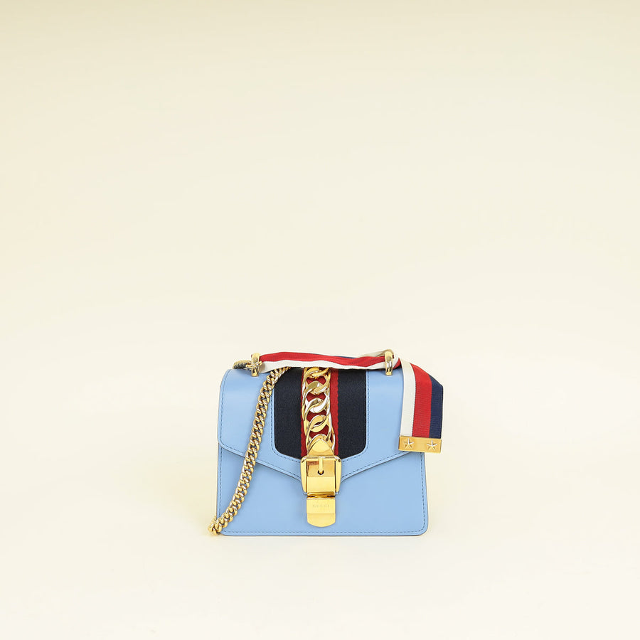 Gucci Light Blue Sylvie Mini Shoulder Bag