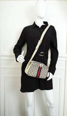 Gucci Cream GG Supreme Ophidia Small Camera Bag
