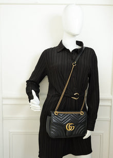 Gucci Black GG Marmont Medium Shoulder Bag