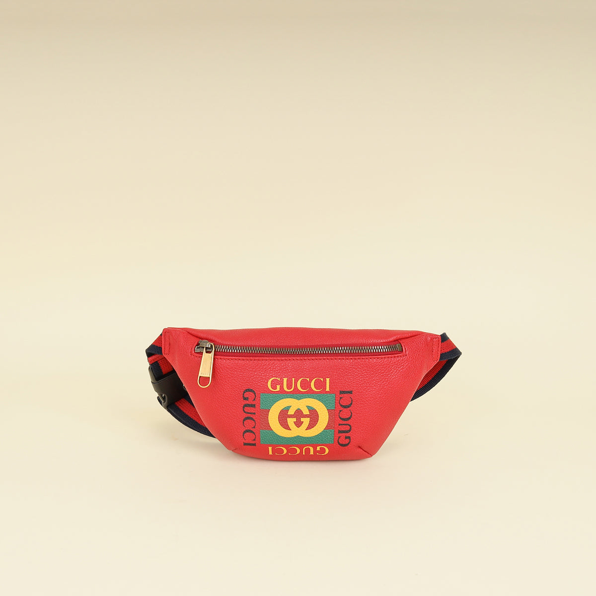 Gucci Red Logo Print Belt Bag