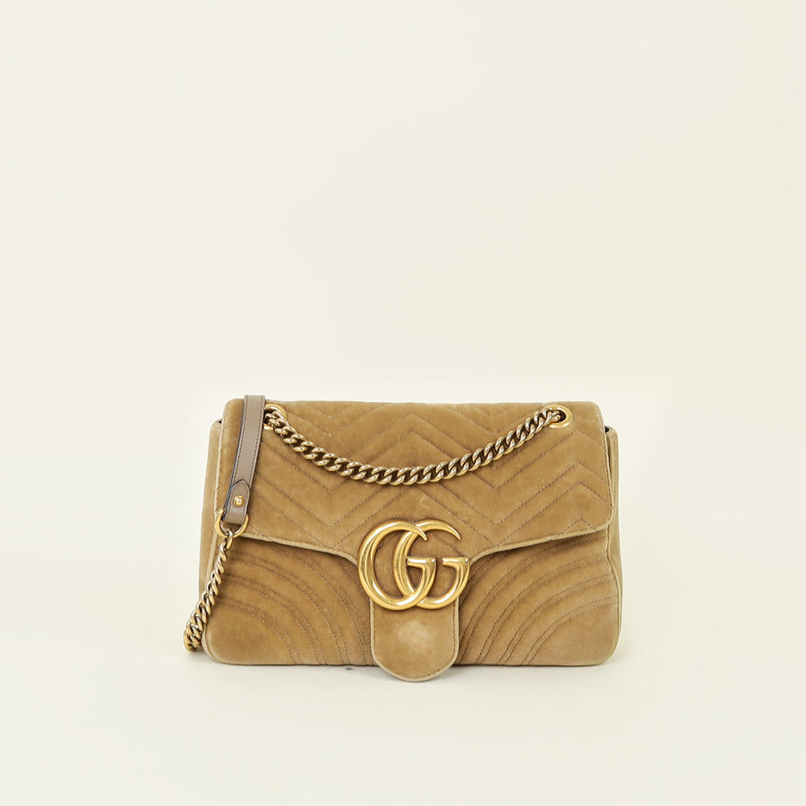 Goyard Cumin GG Marmont Velvet Large Shoulder Bag