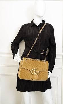 Goyard Cumin GG Marmont Velvet Large Shoulder Bag