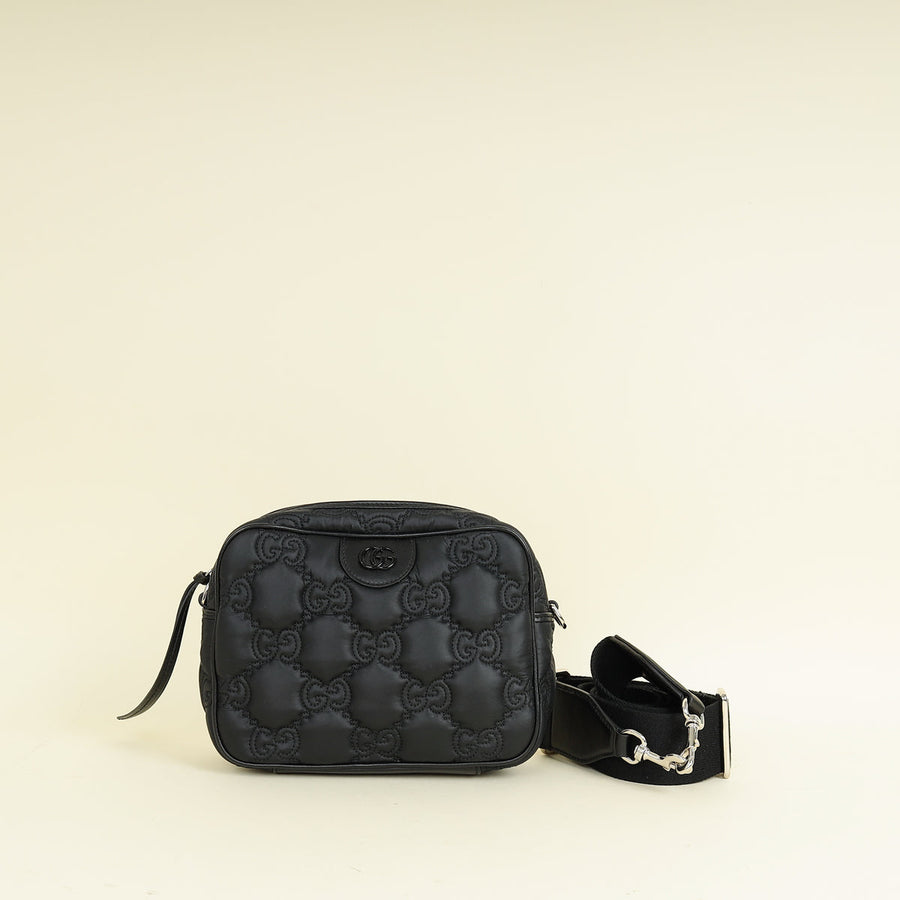 Gucci Black Nylon Enamel GG Matelasse Shoulder Bag