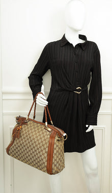 Gucci Brown GG Monogram Cellarius Large Bella Top Handle Bag