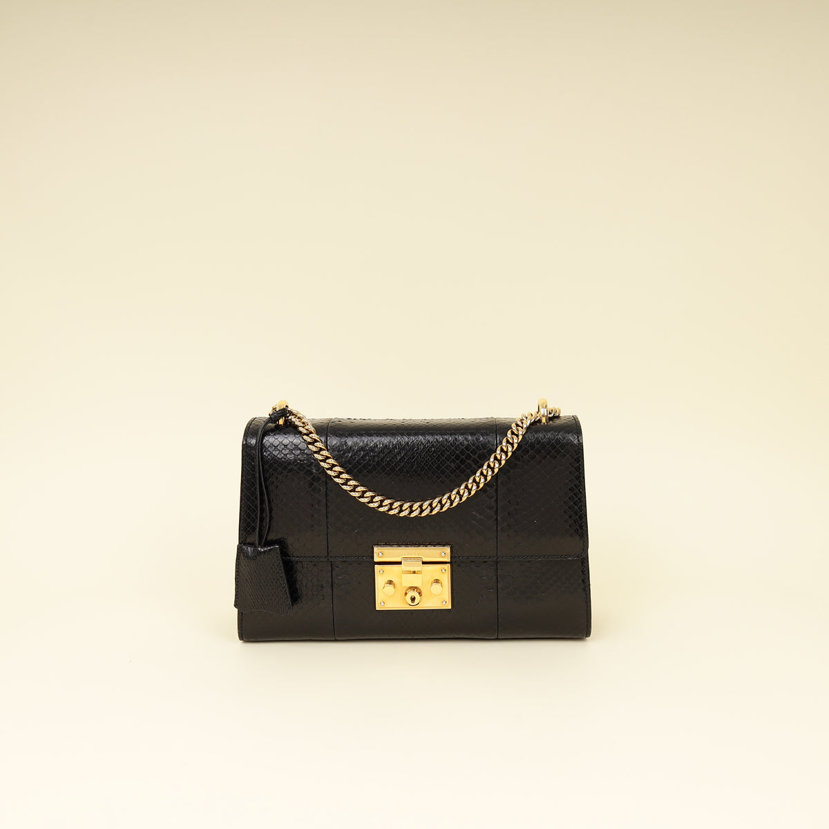 Gucci Black Python Padlock Medium Shoulder Bag