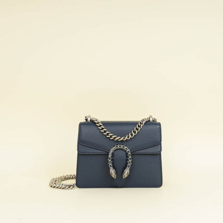 Gucci Blue Crystal Dionysus Small Chain Bag