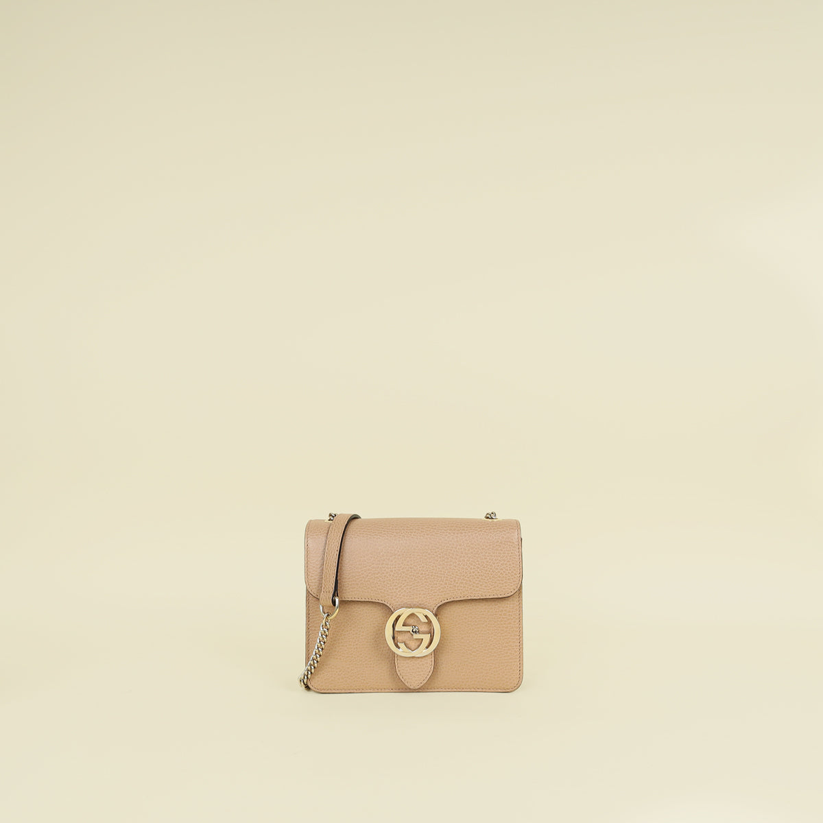 Gucci Beige Interlocking G Flap Chain Small Shoulder Bag