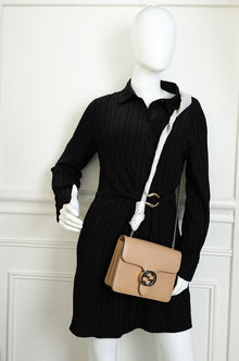 Gucci Beige Interlocking G Flap Chain Small Shoulder Bag