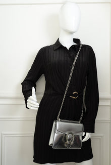 Gucci Metallic Silver Crystal Dionysus Shoulder Bag