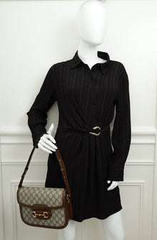 Gucci Ebony GG Supreme 1955 Horsebit Medium Shoulder Bag