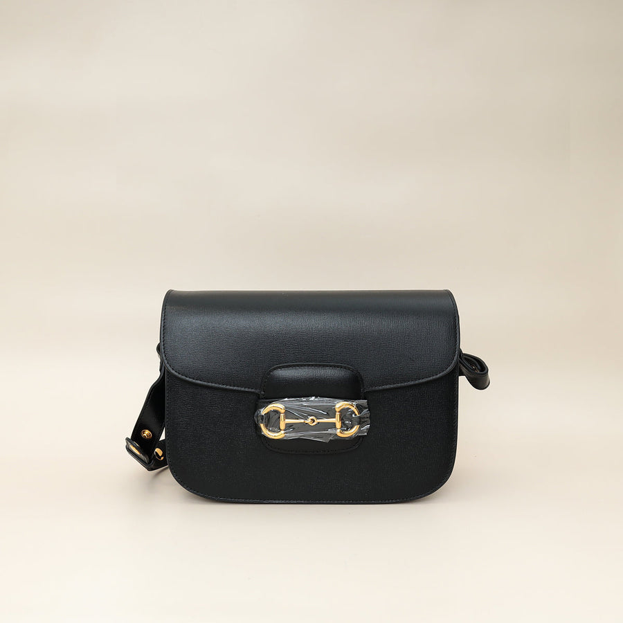 Gucci Black Horsebit 1955 Medium Flap Bag