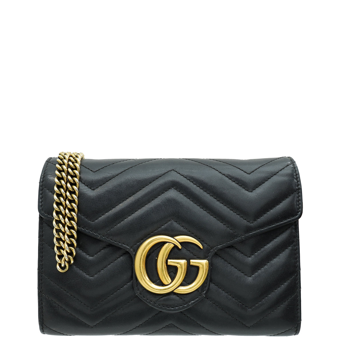 Gucci Black GG Marmont Wallet on Chain