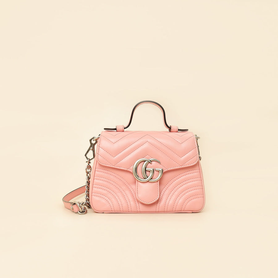 Gucci Pink GG Marmont Top Handle Small Bag