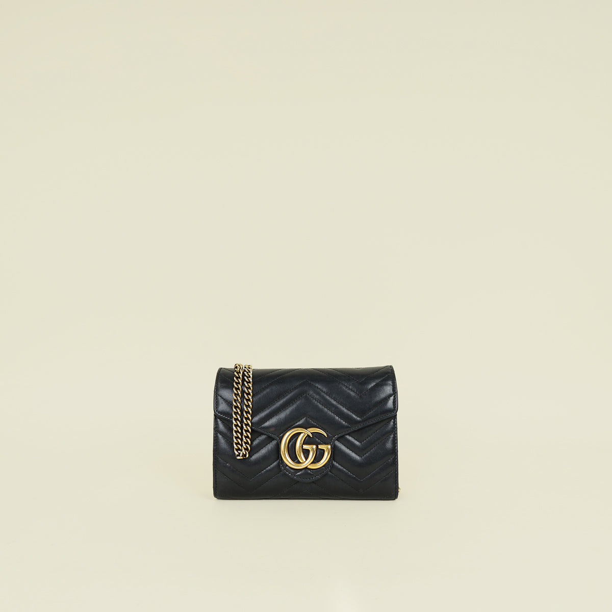 Gucci Black GG Marmont Wallet on Chain