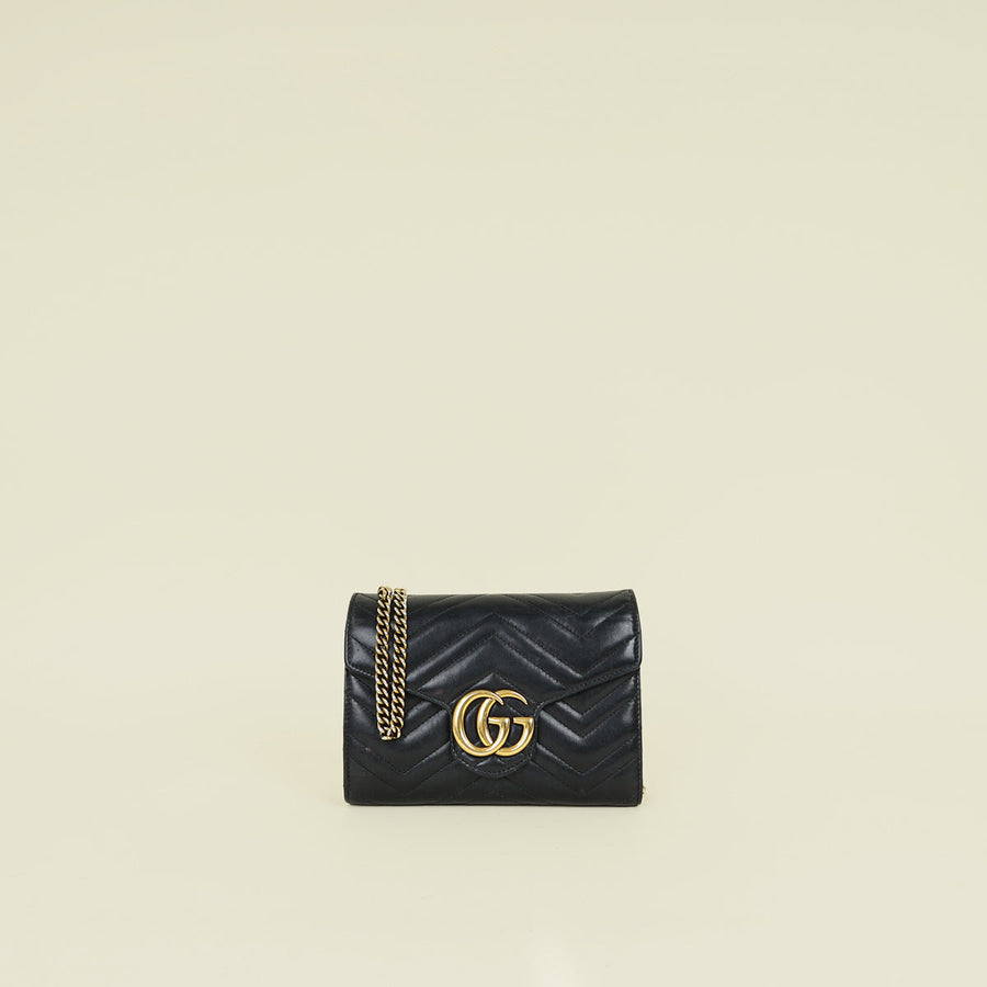 Gucci Black GG Marmont Wallet on Chain