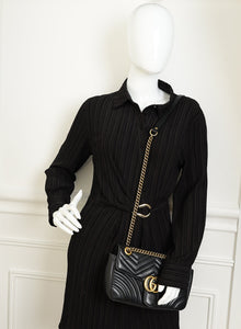 Gucci Black GG Marmont Medium Shoulder Bag
