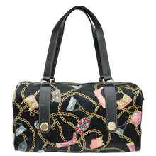 Gucci Black Multicolor Printed Silk Satin Charmy Boston Bag