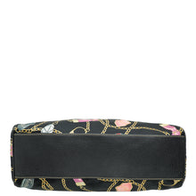 Gucci Black Multicolor Printed Silk Satin Charmy Boston Bag