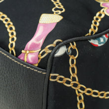 Gucci Black Multicolor Printed Silk Satin Charmy Boston Bag