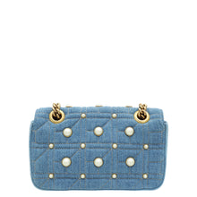Gucci Blue GG Denim Marmont Pearl Mini Shoulder Bag
