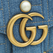 Gucci Blue GG Denim Marmont Pearl Mini Shoulder Bag