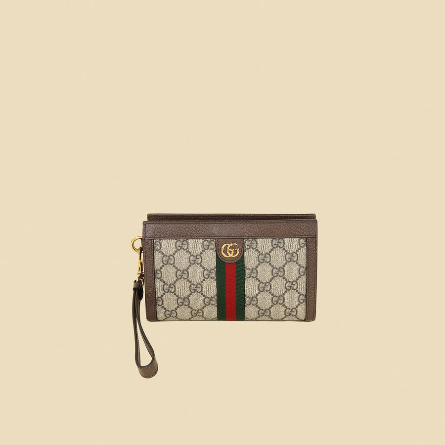 Gucci Bicolor GG Supreme Ophidia Wristlet Pouch