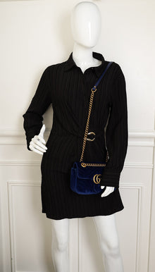 Gucci Blue Velvet GG Marmont Mini Shoulder Bag