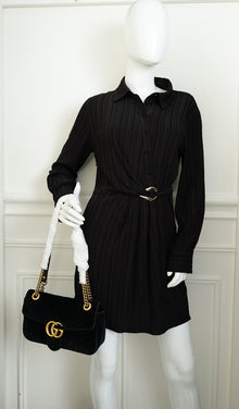 Gucci Black GG Marmont Velvet Medium Shoulder Bag