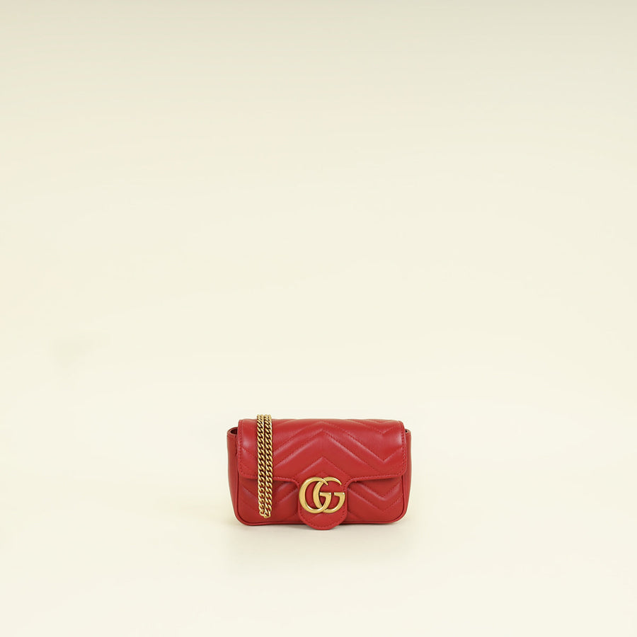 Gucci Red GG Marmont Matelasse Mini Bag