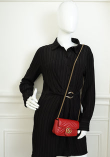 Gucci Red GG Marmont Matelasse Mini Bag