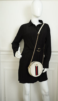 Gucci White Ophidia Mini Round Shoulder Bag