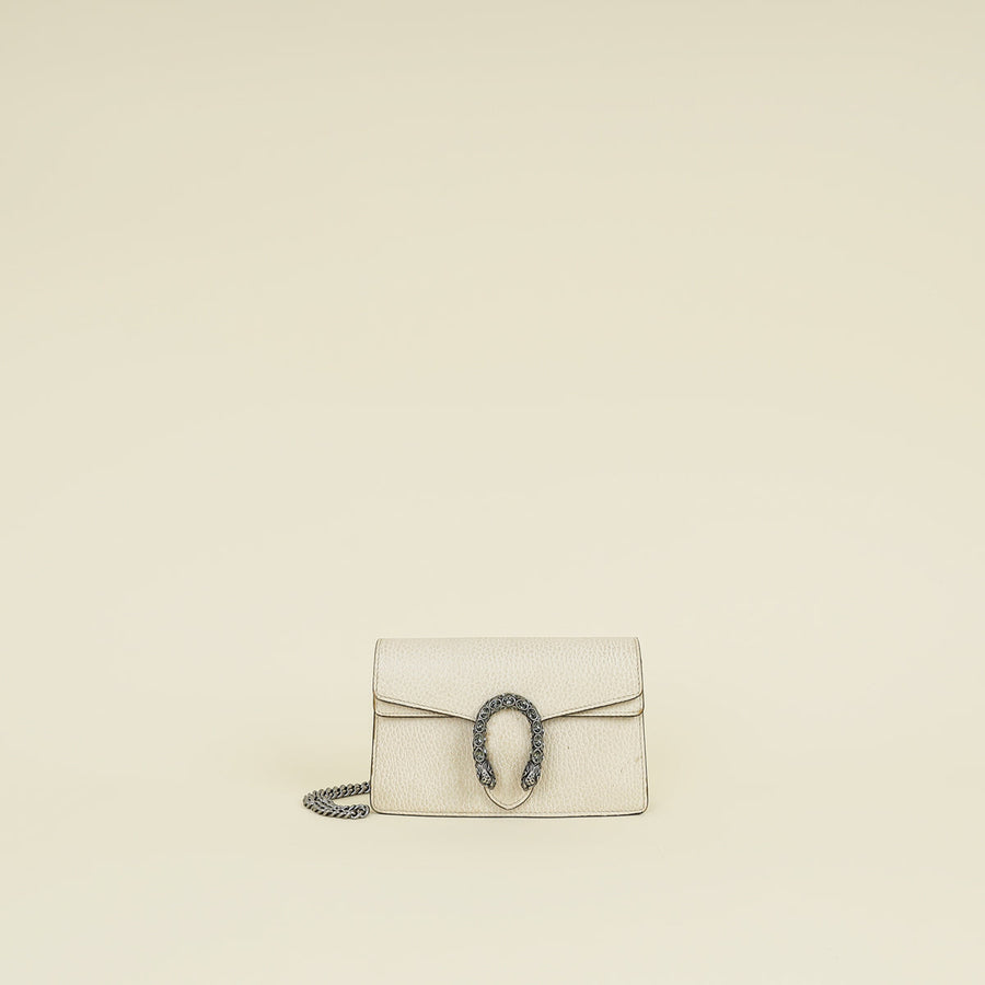 Gucci White Crystal Dionysus Super Mini Bag