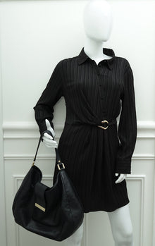 Gucci Black Guccissima New Web Large Hobo Bag