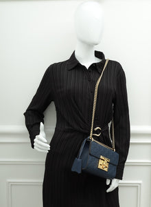 Gucci Blue Guccissima Padlock Small Chain Bag