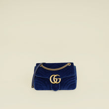 Gucci Dark Blue GG Marmont Velvet Large Shoulder Bag