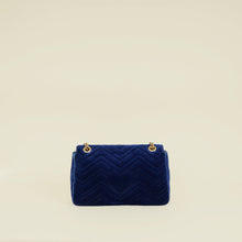 Gucci Dark Blue GG Marmont Velvet Large Shoulder Bag
