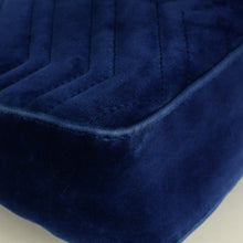 Gucci Dark Blue GG Marmont Velvet Large Shoulder Bag