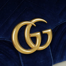 Gucci Dark Blue GG Marmont Velvet Large Shoulder Bag