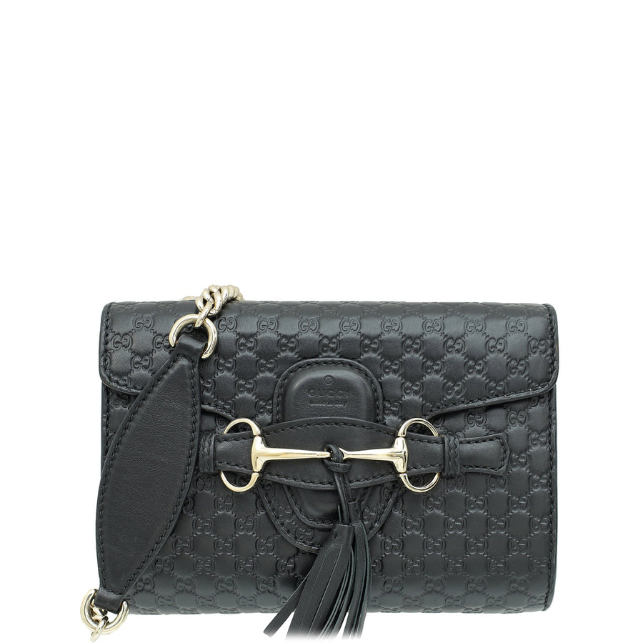 Gucci Black GG Microcannage Emily Mini Bag