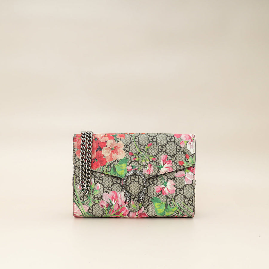 Gucci Ebony Multicolor GG Supreme Blooms Mini Dionysus Chain Bag